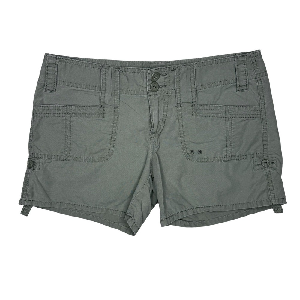 Hollister Size 3 Olive Green Cargo Shorts Y2K Low Rise Utility Mini Shorts 2006